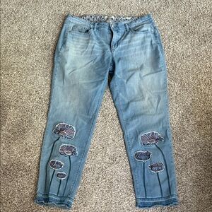 Vintage America Light Blue Boyfriend Jeans with Floral 12R /31